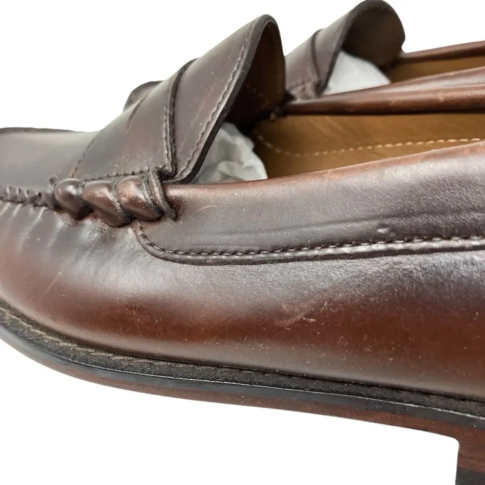J Crew Penny Loafers Mens 9.5 Brown Leather Sole Business Preppy Luxury Shoes